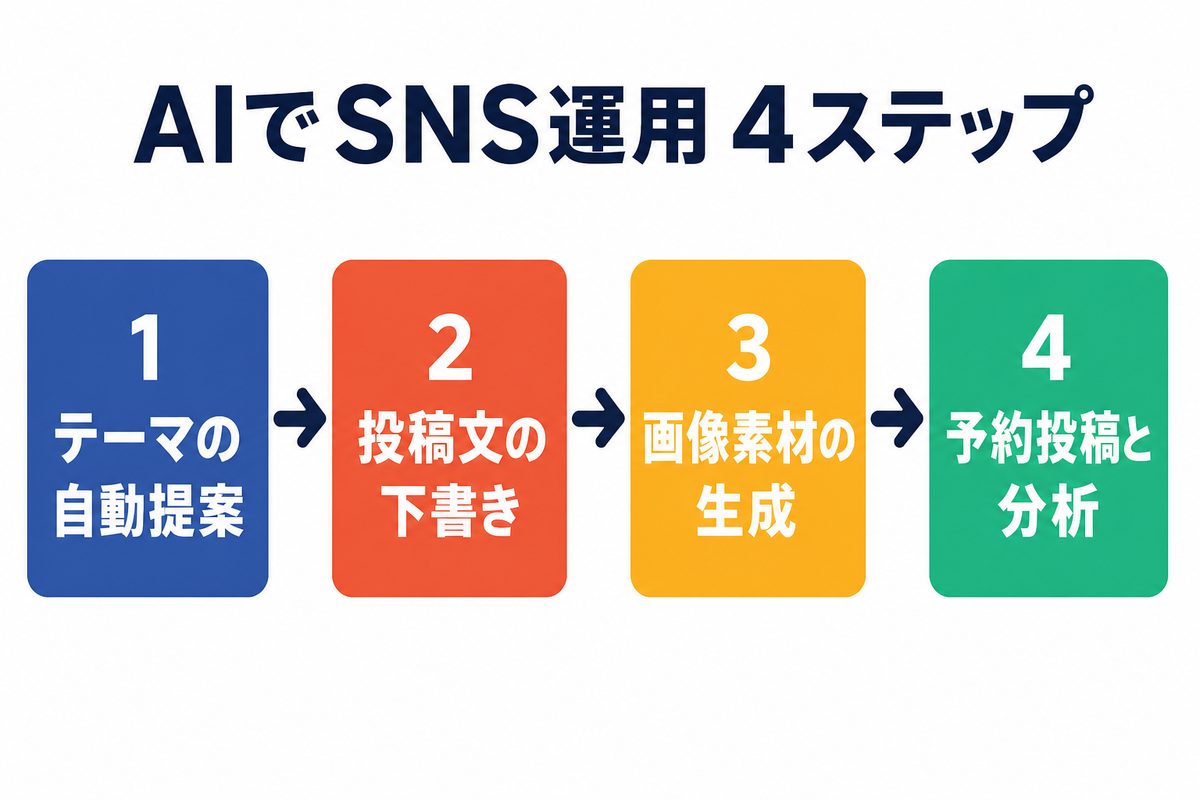 AIでSNS運用 4ステップ