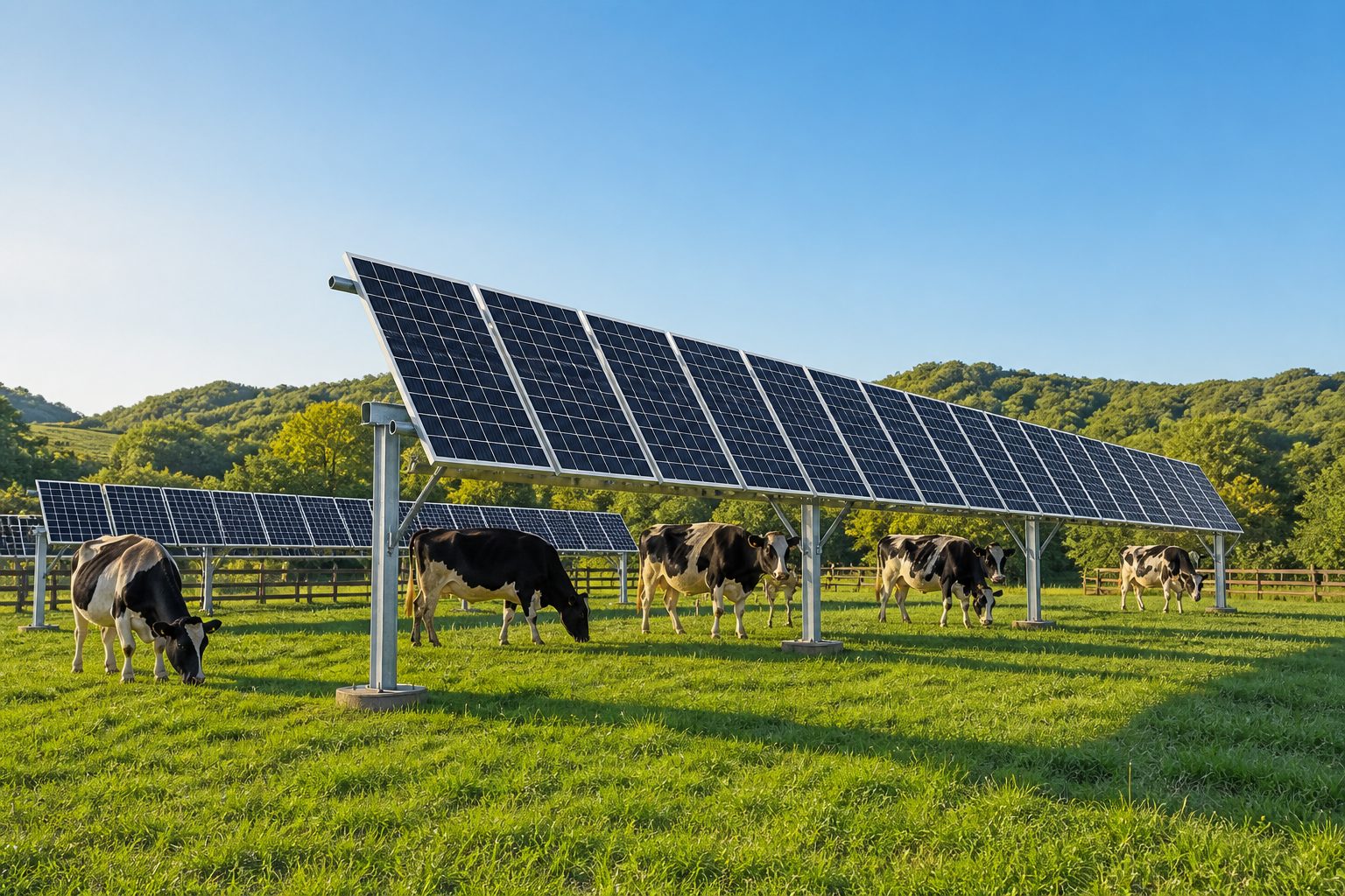 太陽光パネルの下で放牧する営農型のイメージ