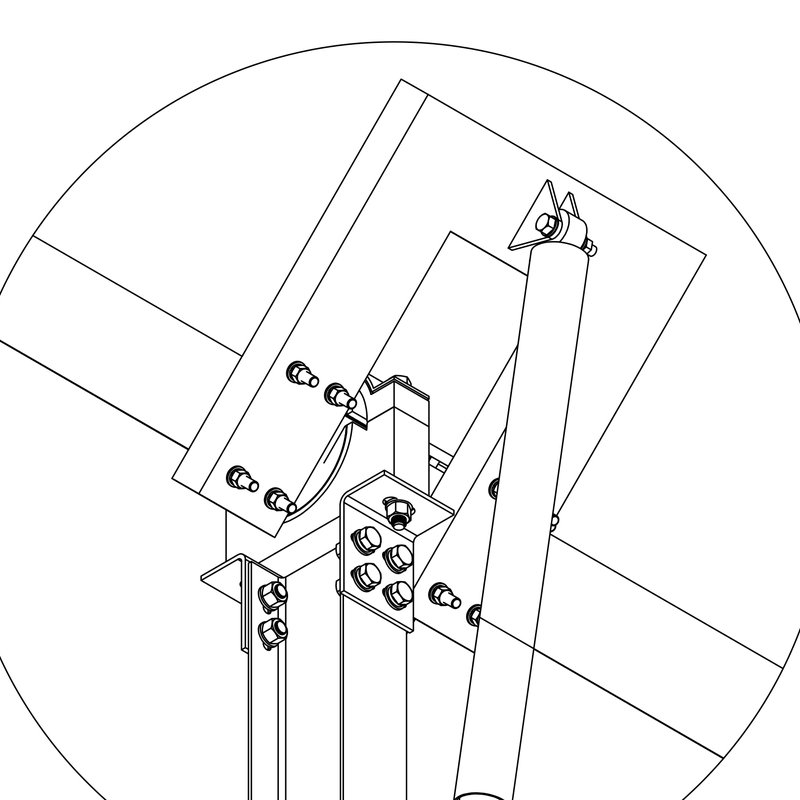 支点まわりと駆動部の上端の拡大図