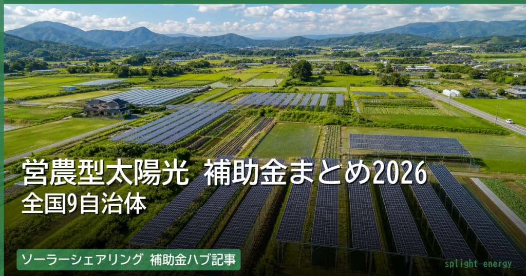 営農型太陽光の補助金まとめ2026｜全国9自治体の補助額・締切一覧
