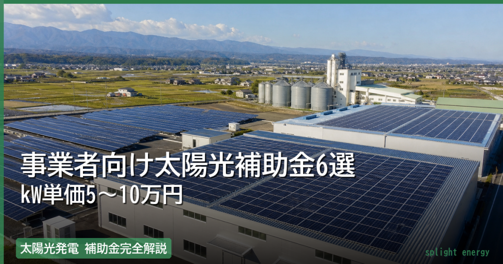 事業者向け太陽光補助金6選｜kW5〜10万円・営農型も対象【2026】